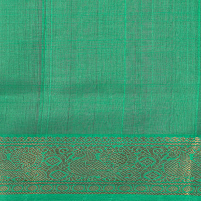 Pink And Sea Green Kanchi Silk Cotton Saree For Festive Wear VP SC 218