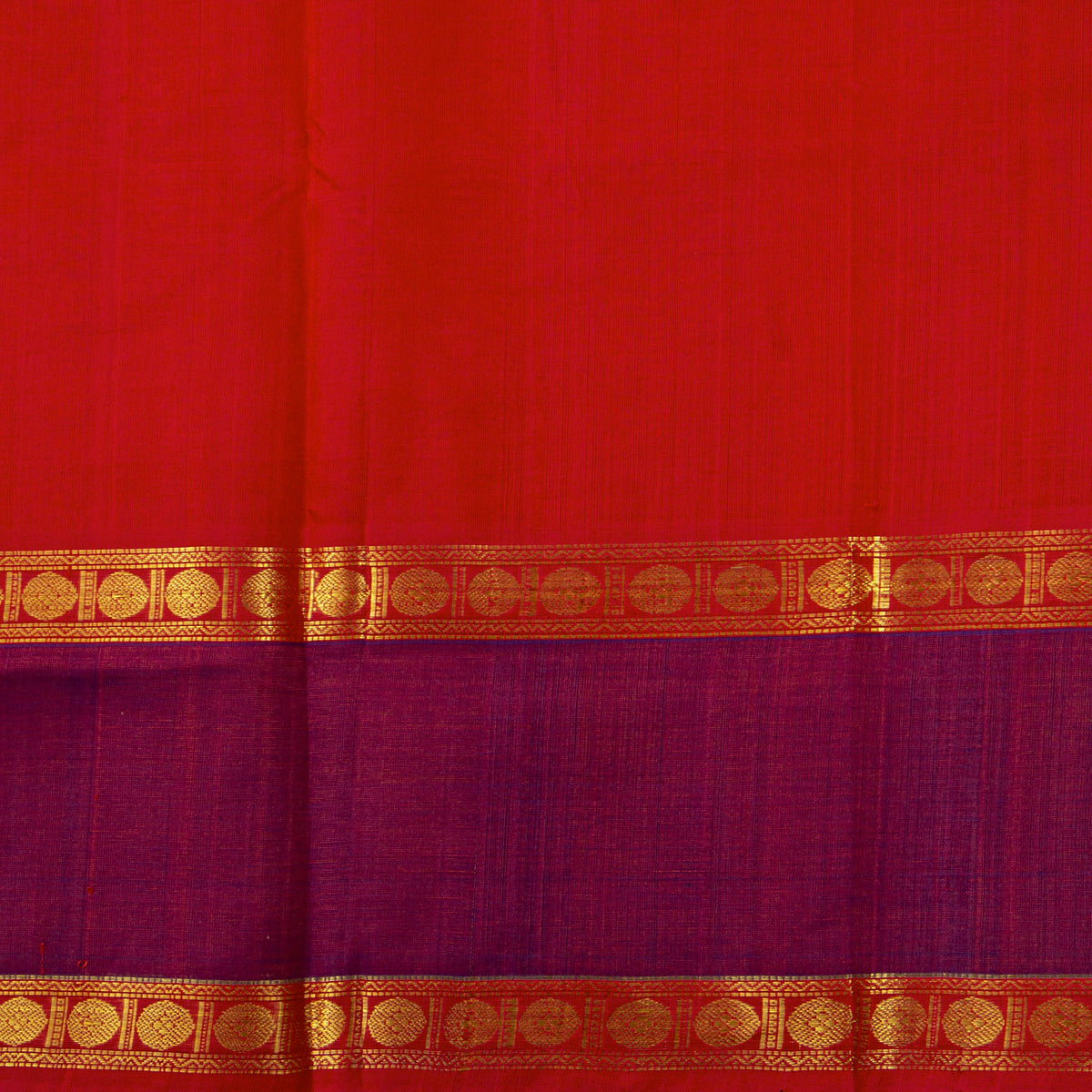 Red And Magenta Kanchi Silk Cotton Saree For Festive Wear VP SC 192