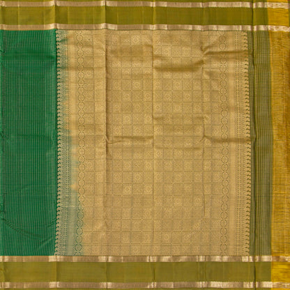 Green And Mustard Kanchipuram Soft Silk Saree For Festive Wear PV RSP 197