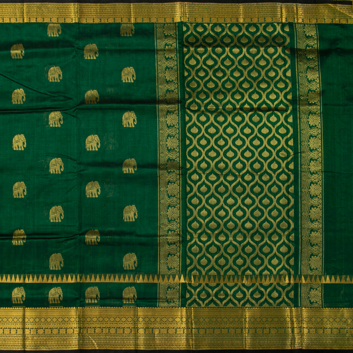 Green Kanchi Silk Cotton Saree For Festive Wear VP SC 236