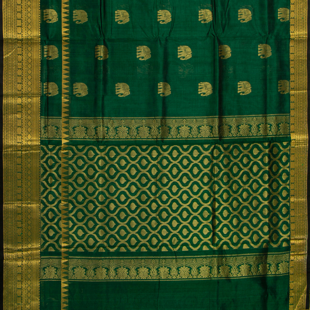 Green Kanchi Silk Cotton Saree For Festive Wear VP SC 236