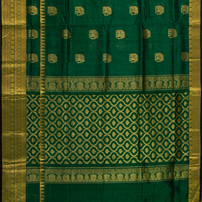 Green Kanchi Silk Cotton Saree For Festive Wear VP SC 236