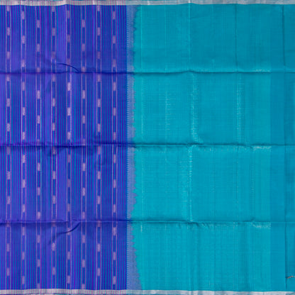 Royal Blue And Aqua Blue  Kanchipuram Soft Silk Saree For Festive Wear PV RSP 162
