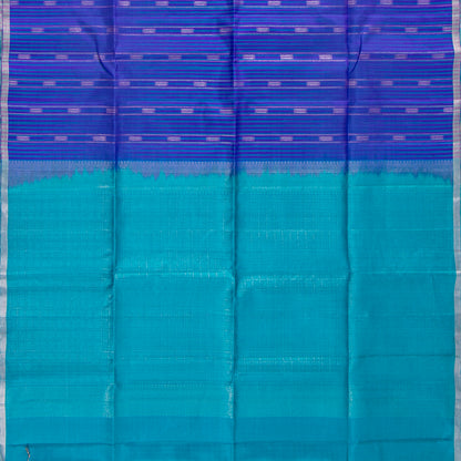 Royal Blue And Aqua Blue  Kanchipuram Soft Silk Saree For Festive Wear PV RSP 162