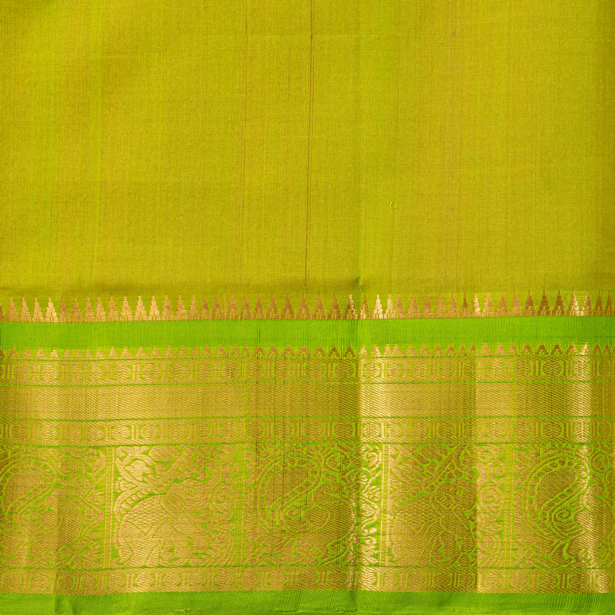 Peach And Green Kanchi Silk Cotton Saree For Festive Wear VP SC 180