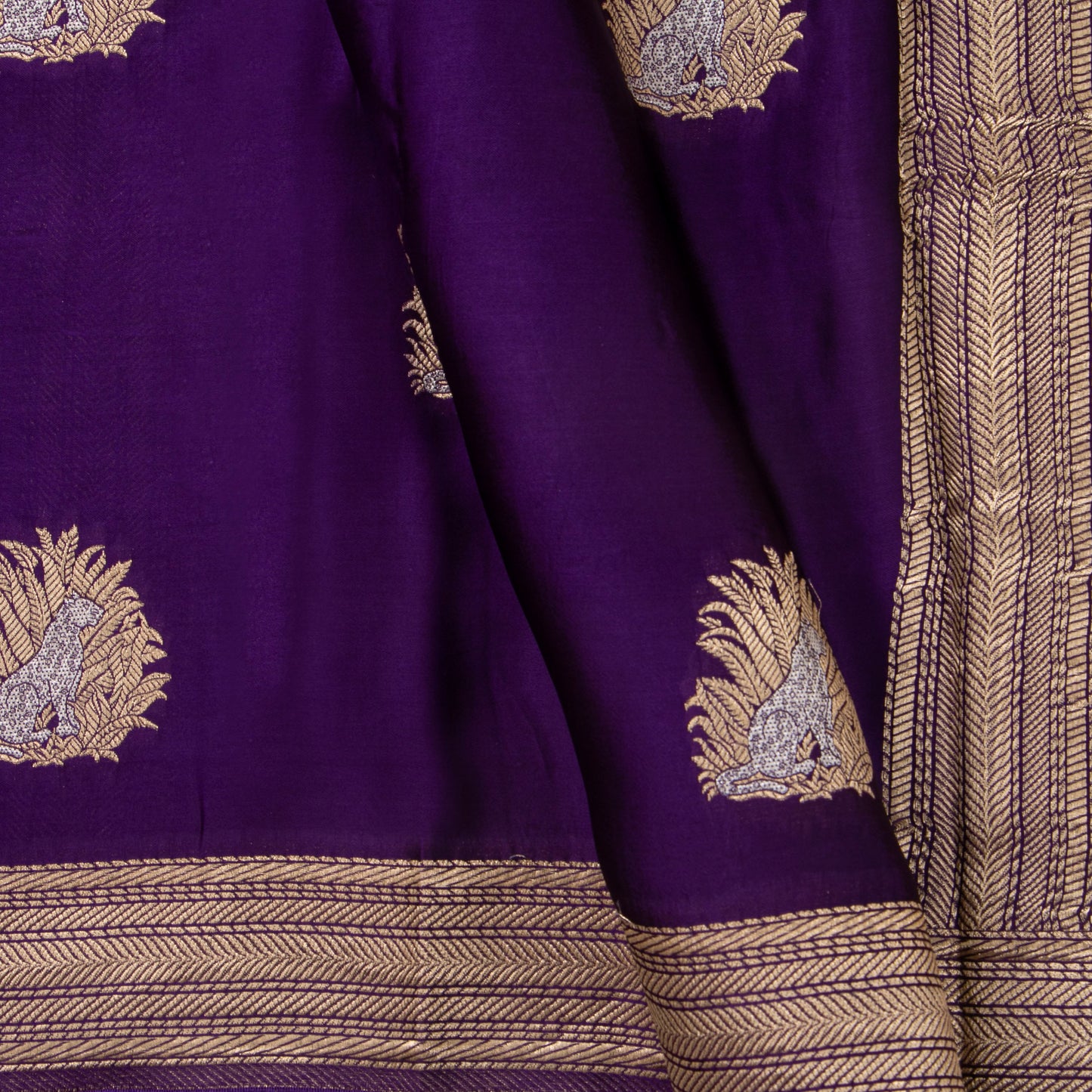 Purple Crepe Banarasi Silk Saree PB 304