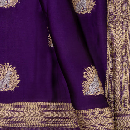 Purple Crepe Banarasi Silk Saree PB 304
