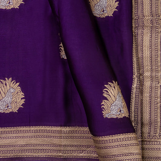 Purple Crepe Banarasi Silk Saree PB 304 - Banarasi Silk - Panjavarnam PB 304