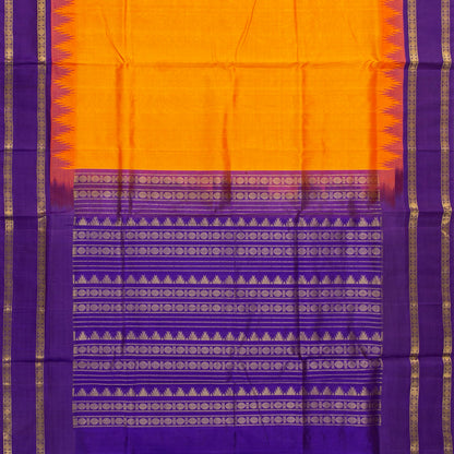 Yellow And Violet Kanchi Silk Cotton Saree For Festive Wear VP SC 181