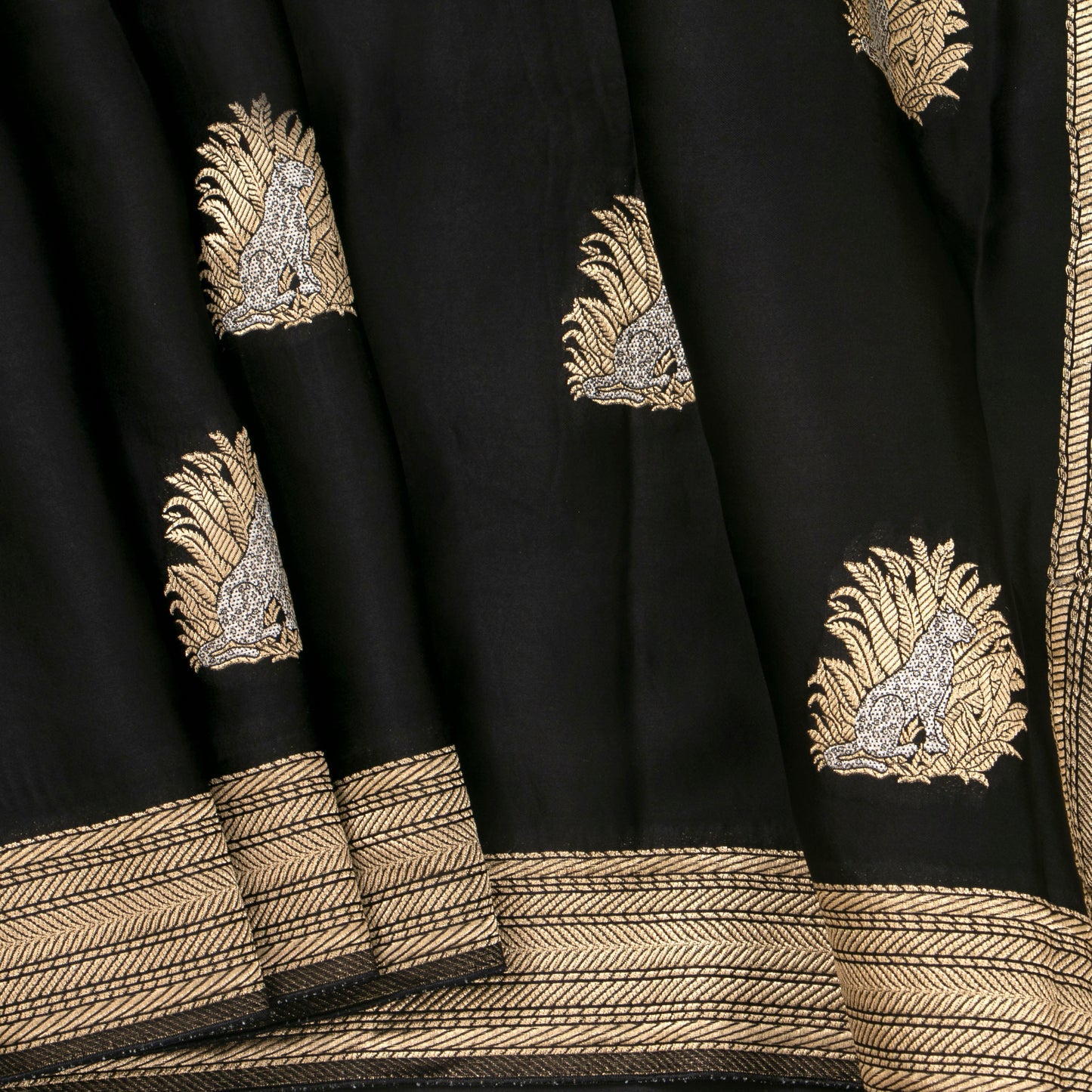Black Crepe Banarasi Silk Saree PB 303