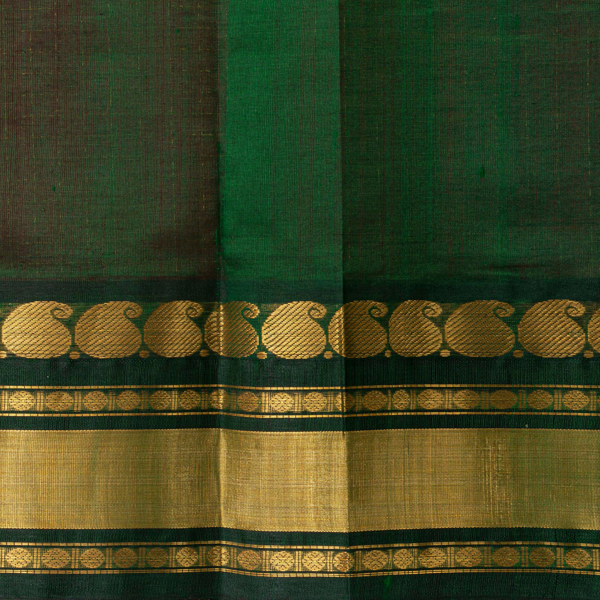 Red And Green Kanchi Silk Cotton Saree For Festive Wear VP SC 186