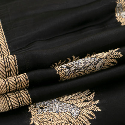 Black Crepe Banarasi Silk Saree PB 303