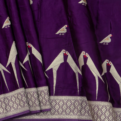 Purple Crepe Banarasi Silk Saree PB 302