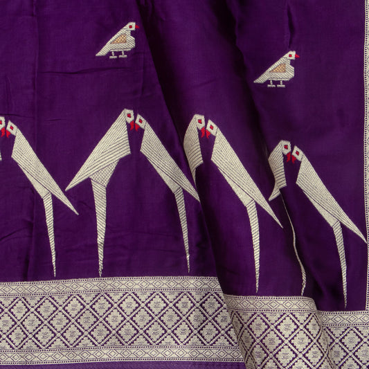 Purple Crepe Banarasi Silk Saree PB 302 - Banarasi Silk - Panjavarnam PB 302