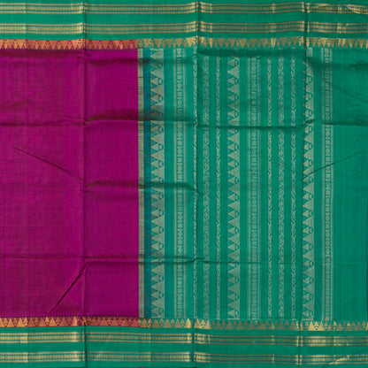 Magenta And Teal Kanchi Silk Cotton Saree For Festive Wear VP SC 189