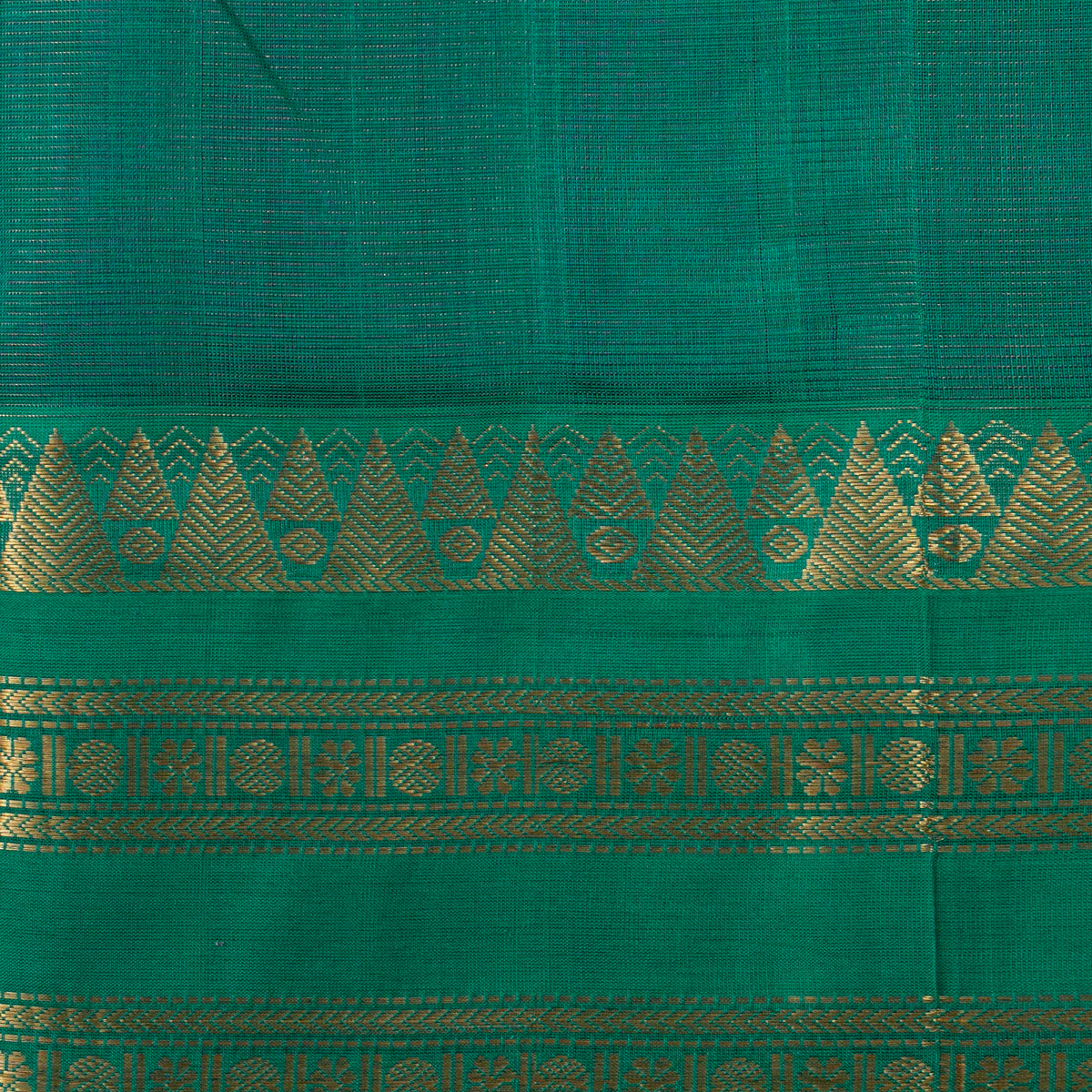 Magenta And Teal Kanchi Silk Cotton Saree For Festive Wear VP SC 189
