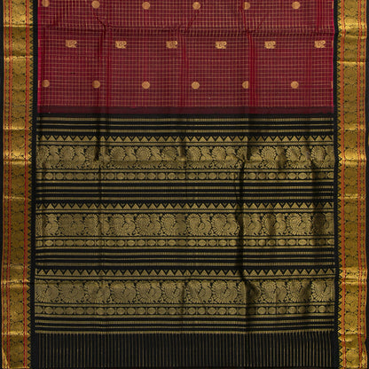 Maroon And Black Kanchi Silk Cotton Saree For Festive Wear VP SC 185