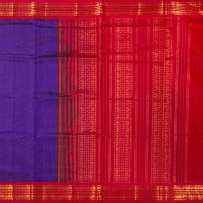 Violet And Red Kanchi Silk Cotton Saree For Festive Wear VP SC 190