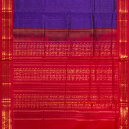 Violet And Red Kanchi Silk Cotton Saree For Festive Wear VP SC 190