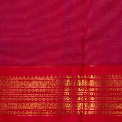 Violet And Red Kanchi Silk Cotton Saree For Festive Wear VP SC 190