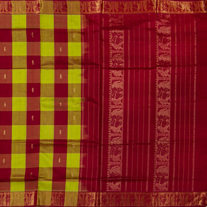 Multi Colour Checks Kanchi Silk Cotton Saree For Festive Wear VP SC 252