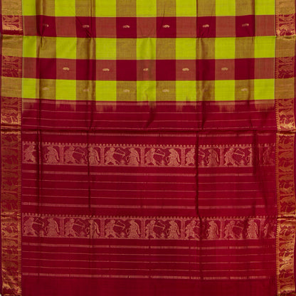 Multi Colour Checks Kanchi Silk Cotton Saree For Festive Wear VP SC 252
