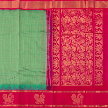Green And Pink Kanchi Silk Cotton Saree For Festive Wear VP SC 253