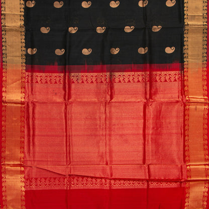 Black And Red Kanchi Silk Cotton Saree For Festive Wear VP SC 255