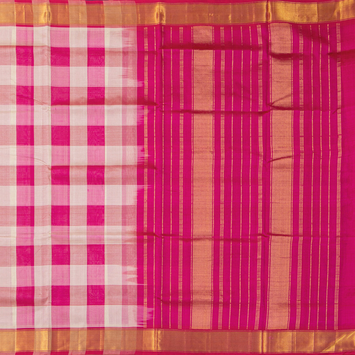 Multi Colour Checks Kanchi Silk Cotton Saree For Festive Wear VP SC 275