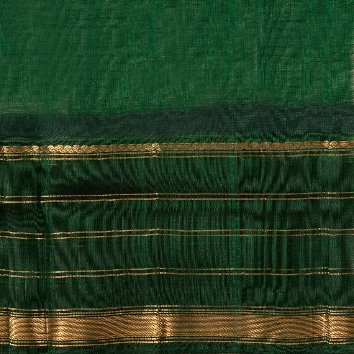 Off White And Green Kanchi Silk Cotton Saree For Festive Wear VP SC 249