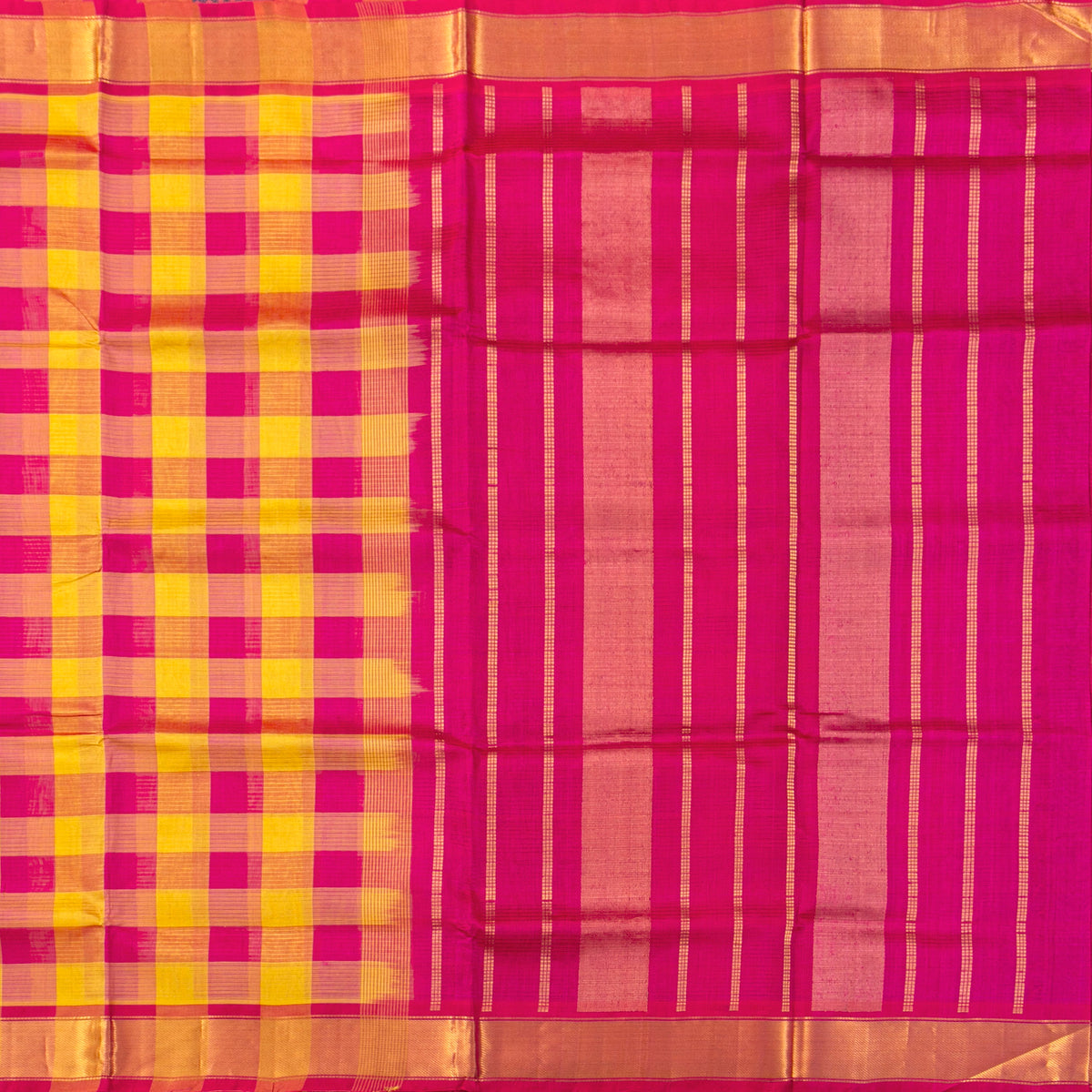 Multi Colour Checks Kanchi Silk Cotton Saree For Festive Wear VP SC 272