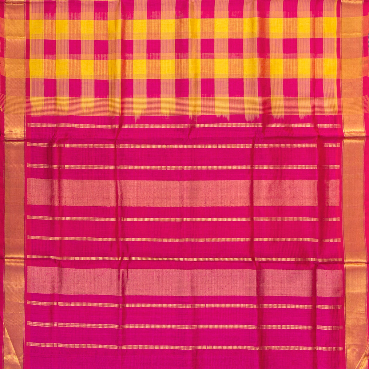Multi Colour Checks Kanchi Silk Cotton Saree For Festive Wear VP SC 272