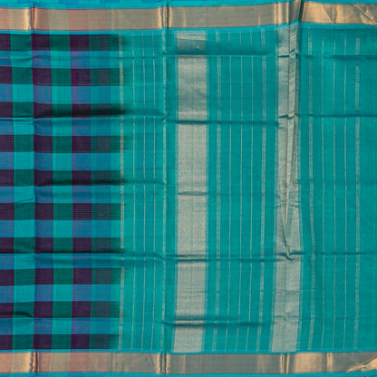 Multi Colour Checks Kanchi Silk Cotton Saree For Festive Wear VP SC 270