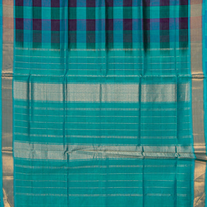 Multi Colour Checks Kanchi Silk Cotton Saree For Festive Wear VP SC 270