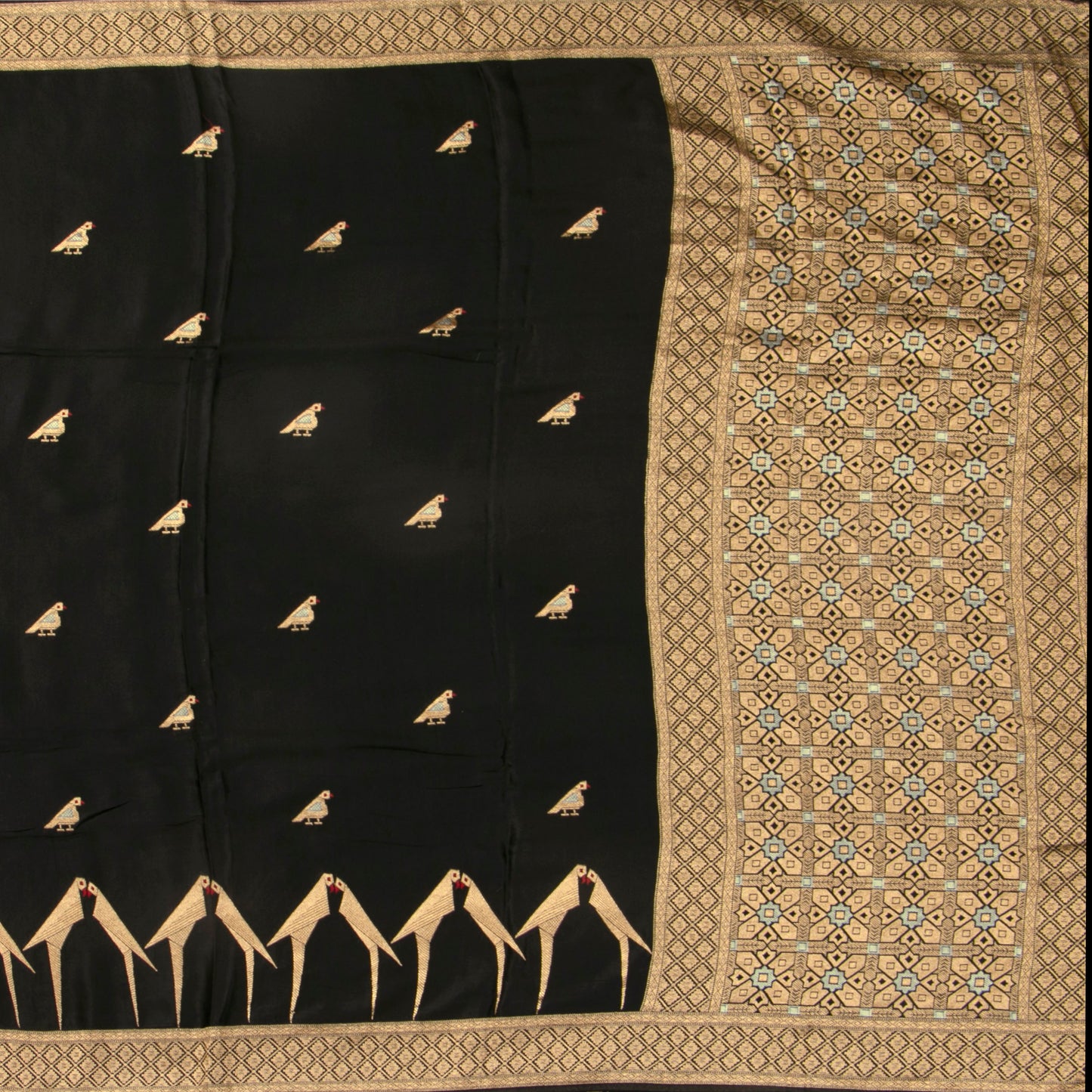 Black Crepe Banarasi Silk Saree PB 305