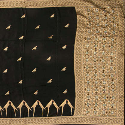 Black Crepe Banarasi Silk Saree PB 305