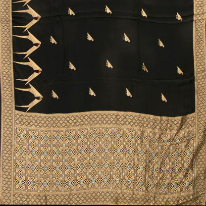 Black Crepe Banarasi Silk Saree PB 305