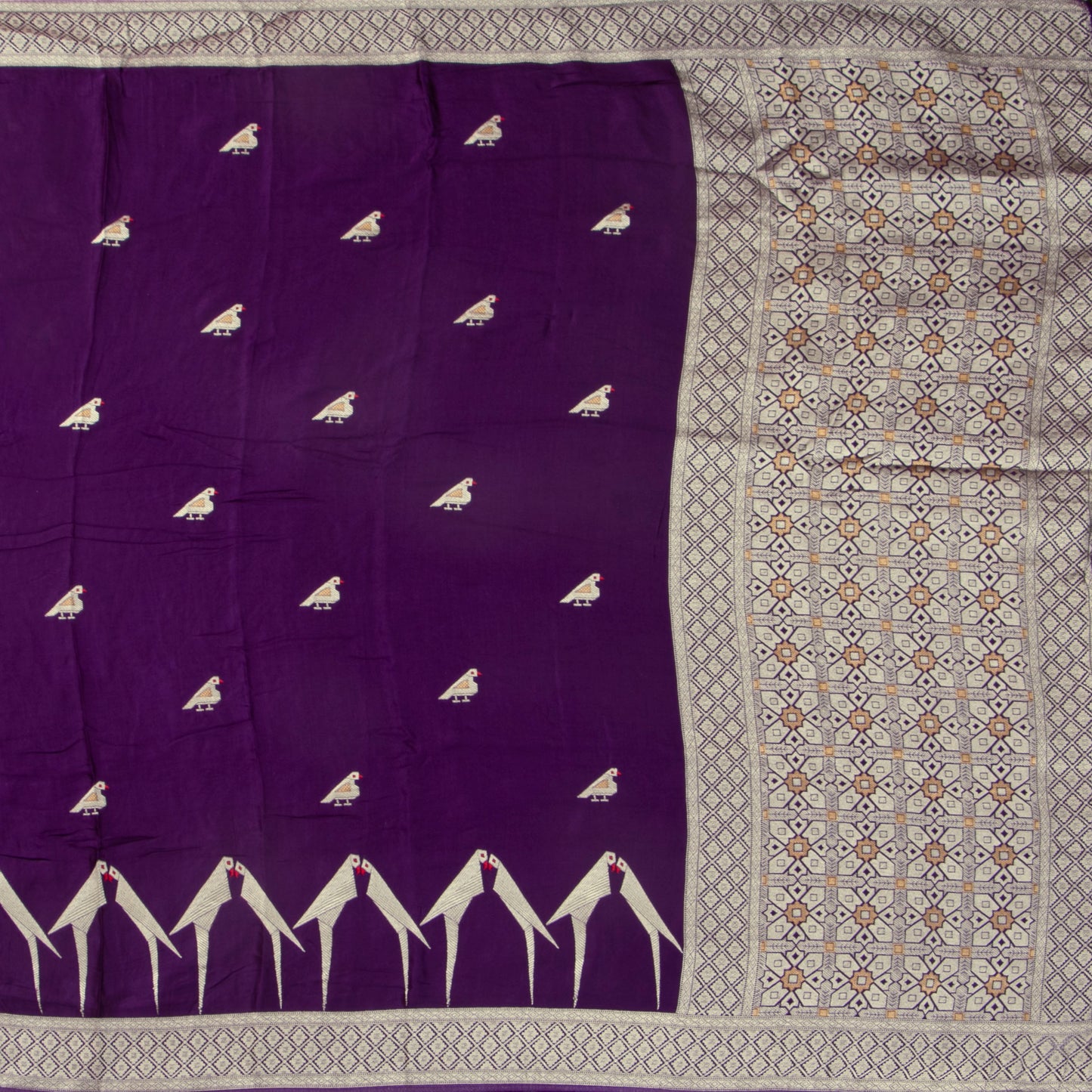 Purple Crepe Banarasi Silk Saree PB 302