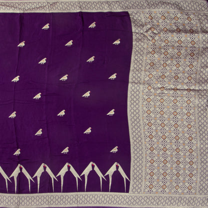 Purple Crepe Banarasi Silk Saree PB 302