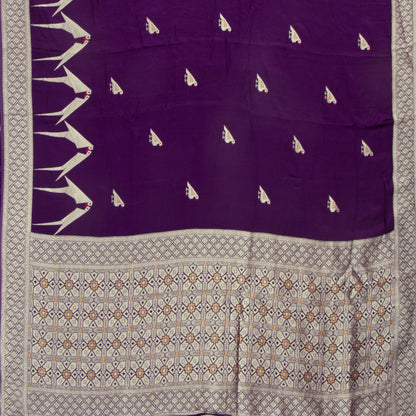 Purple Crepe Banarasi Silk Saree PB 302