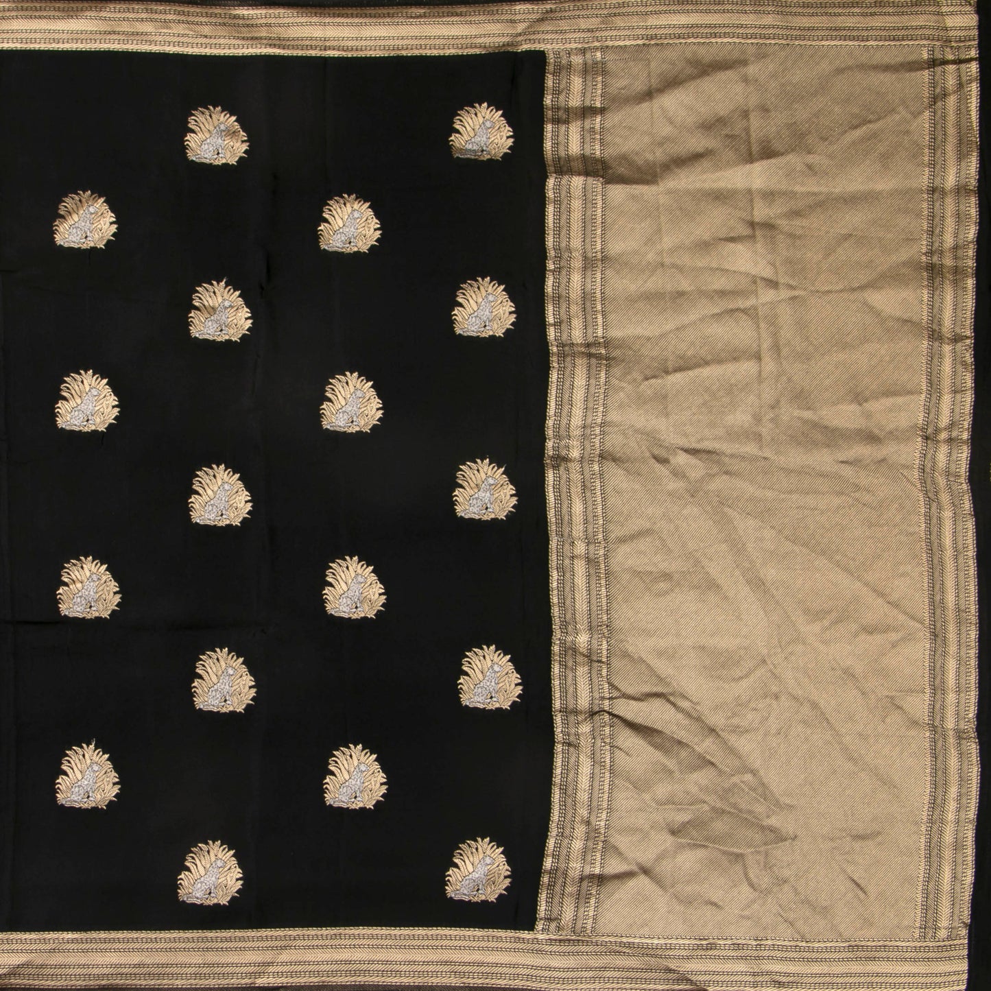 Black Crepe Banarasi Silk Saree PB 303