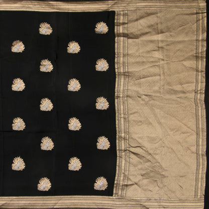 Black Crepe Banarasi Silk Saree PB 303