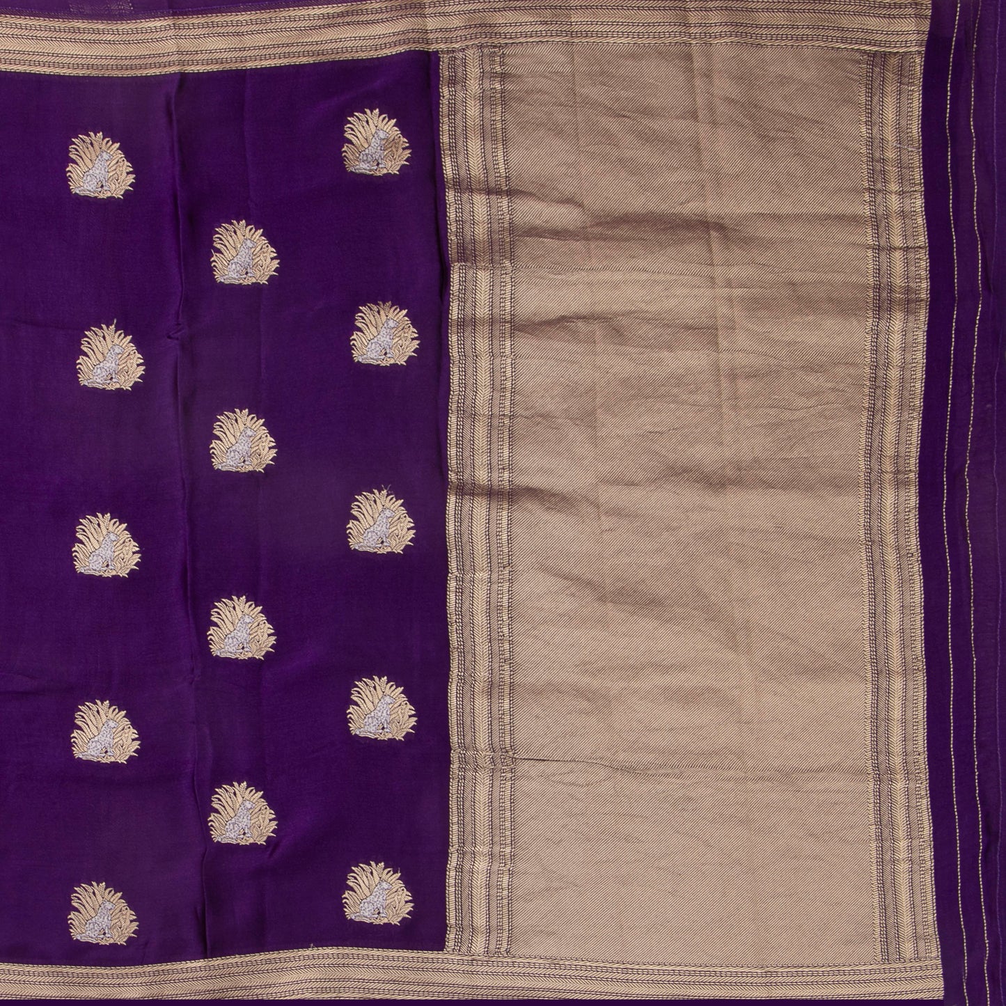 Purple Crepe Banarasi Silk Saree PB 304