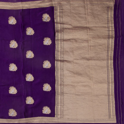 Purple Crepe Banarasi Silk Saree PB 304