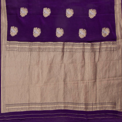 Purple Crepe Banarasi Silk Saree PB 304