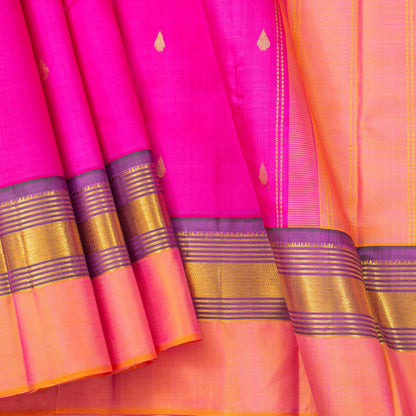 Pink And Peach Kanchipuram Silk Saree For Festive Wear PV NYC 1775