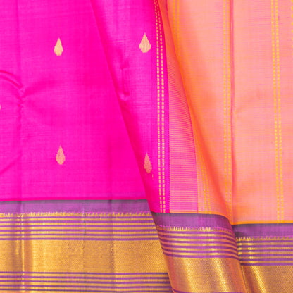 Pink And Peach Kanchipuram Silk Saree For Festive Wear PV NYC 1775