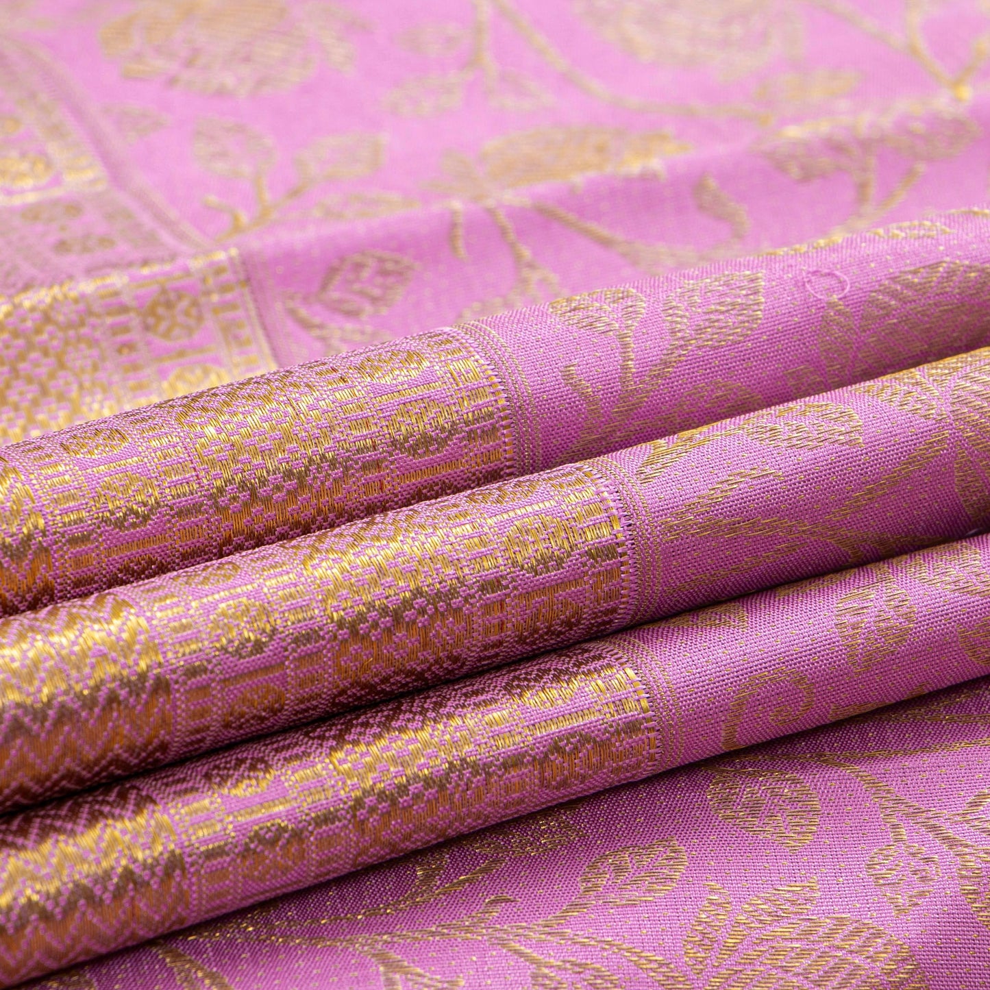 Pastel Mauve Kanchipuram Silk Saree For Bridal Wear PV NYC 1768