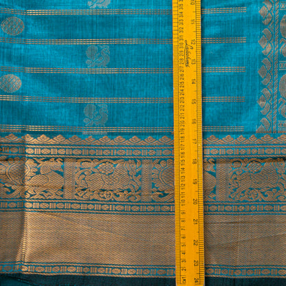 Blue Kanchi Silk Cotton Saree For Festive Wear VP SC 242