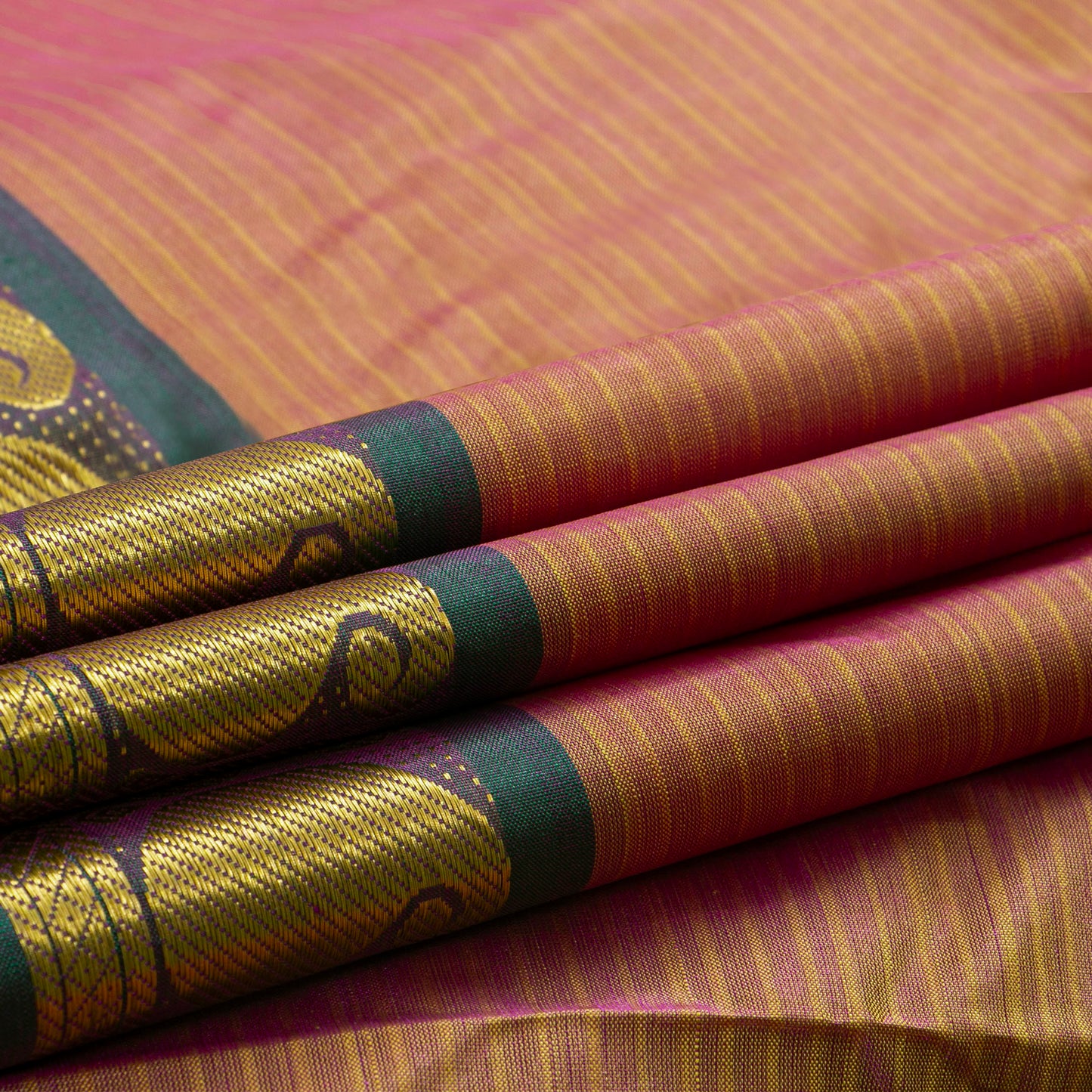 Brown And Green Kanchipuram Silk Saree For Festive Wear PV NYC 1862
